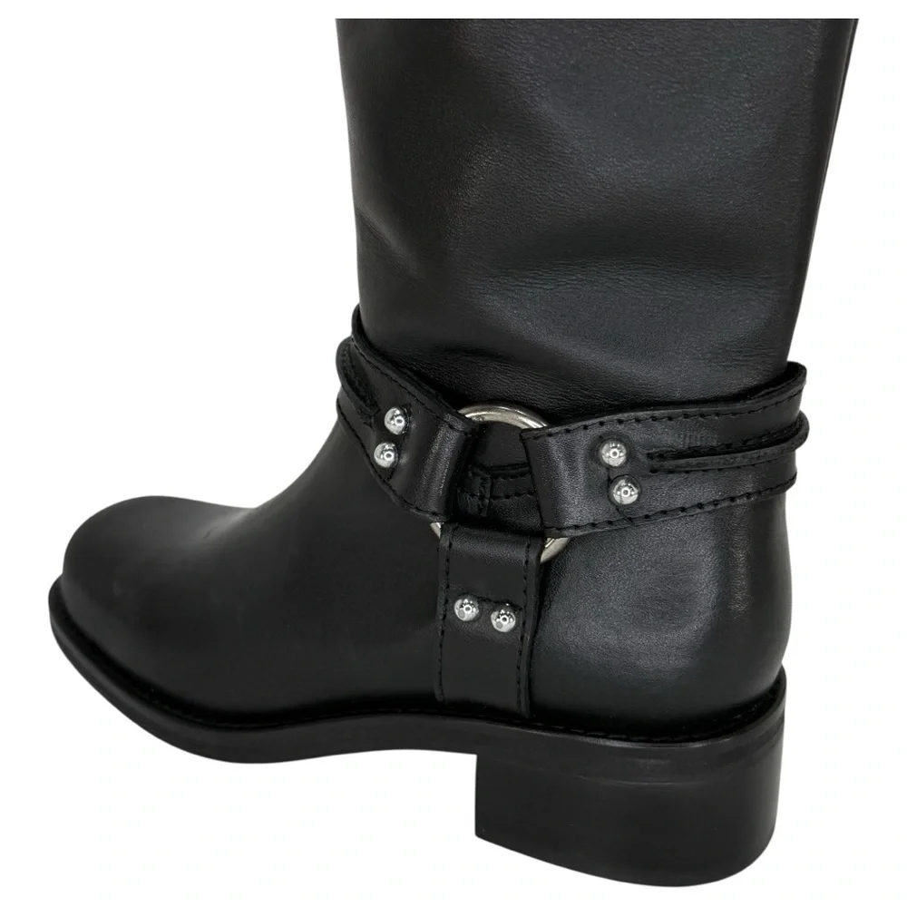 Steve Madden Black Moto Boots with Buckle Detail - Picture 6 of 13